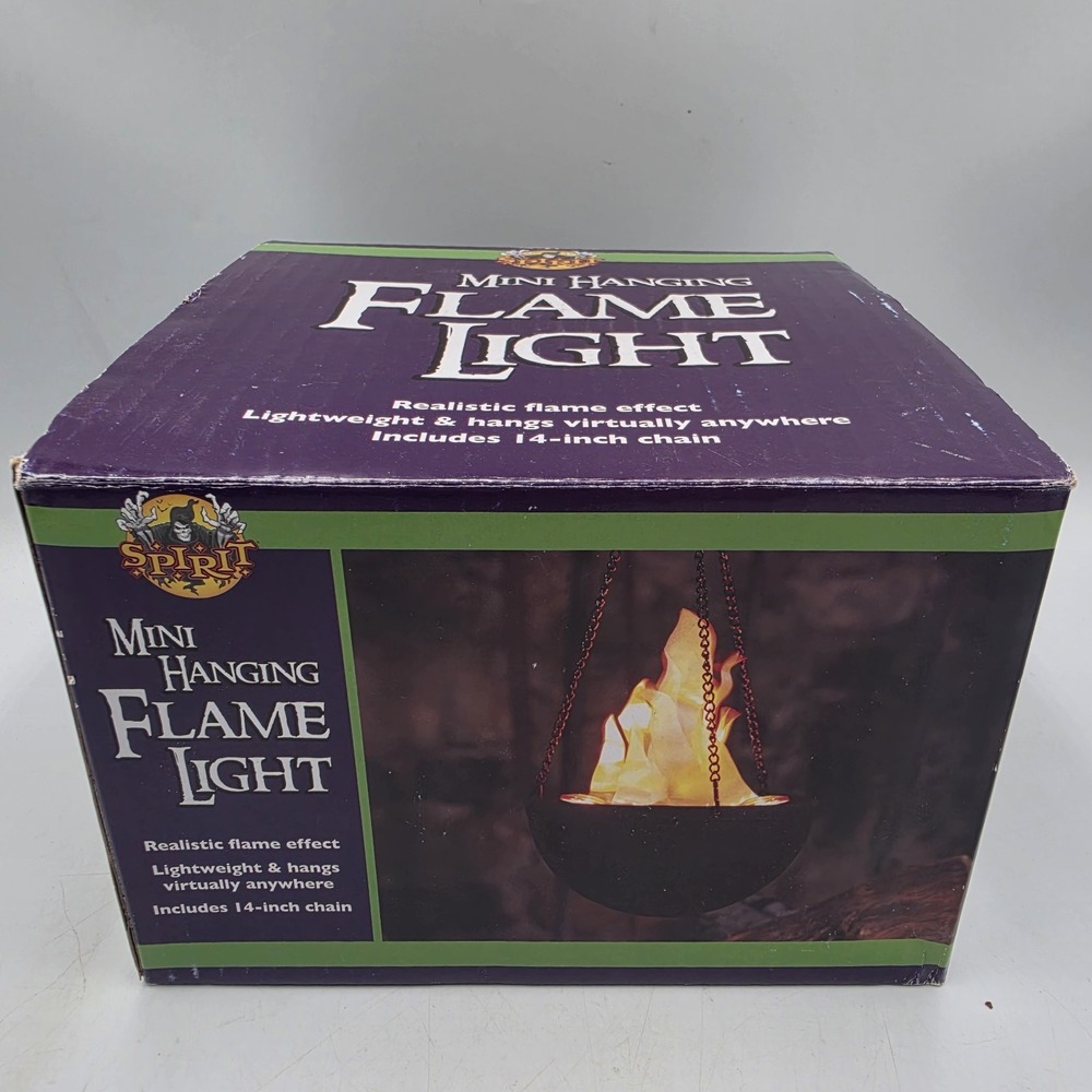 Spirit Halloween Mini Hanging Flame Light Black Cauldron Realistic Flames -WORKS